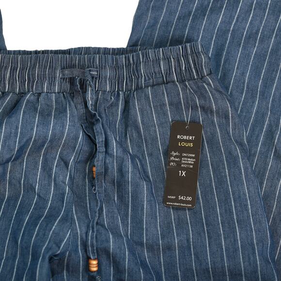 Robert Louis NWT wide‎ leg pants elastic draw string size 1X inseam 28 in - Picture 4 of 4